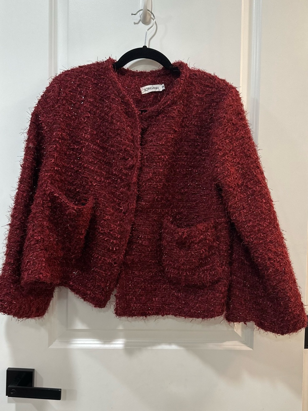 Red Textured Bouclé Jacket